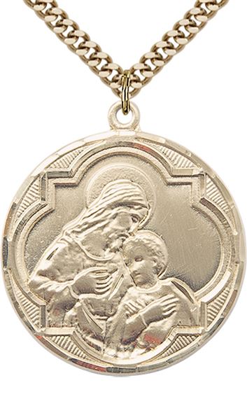 14KT GOLD FILLED BLESSED SACRAMENT PENDANT WITH CHAIN - 1 1/4" x 1 1/8"