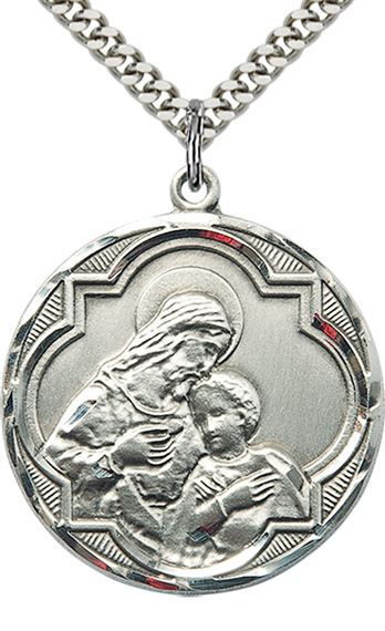 STERLING SILVER BLESSED SACRAMENT PENDANT WITH CHAIN - 1 1/4" x 1 1/8"