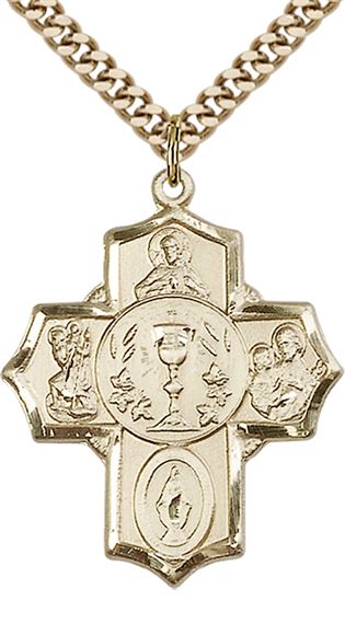 14KT GOLD FILLED 4-WAY PENDANT WITH CHAIN - 1 1/4" x 1"