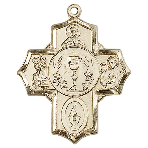 14KT GOLD 4-WAY MEDAL - 1 1/4" x 1"