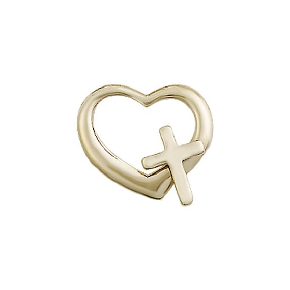 14KT GOLD HEART CROSS MEDAL - 1/2" x 1/2"