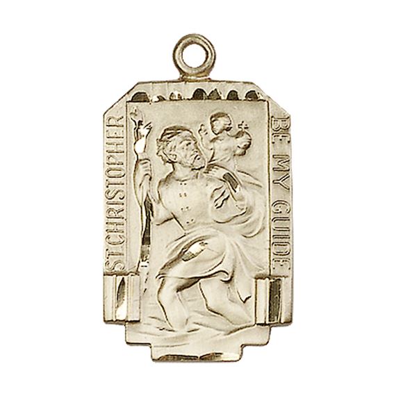 14KT GOLD ST CHRISTOPHER MEDAL - 1" x 5/8"