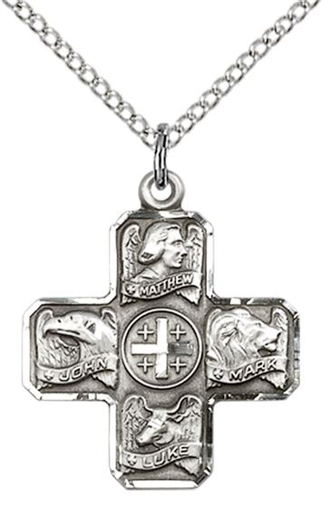 STERLING SILVER EVANGELIST PENDANT WITH CHAIN - 7/8" x 3/4"