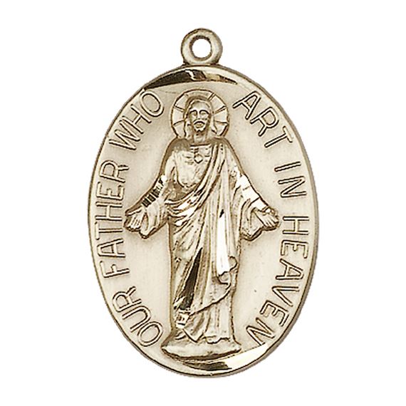 14KT GOLD OUR FATHER MEDAL - 1 1/8" x 3/4"