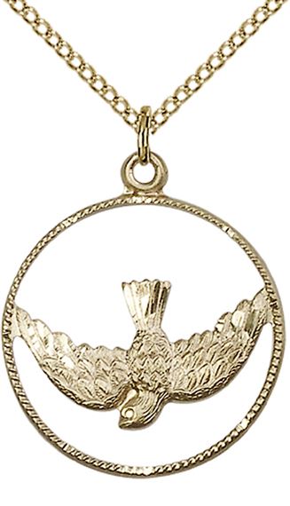 14KT GOLD FILLED HOLY SPIRIT PENDANT WITH CHAIN - 1" x 7/8"