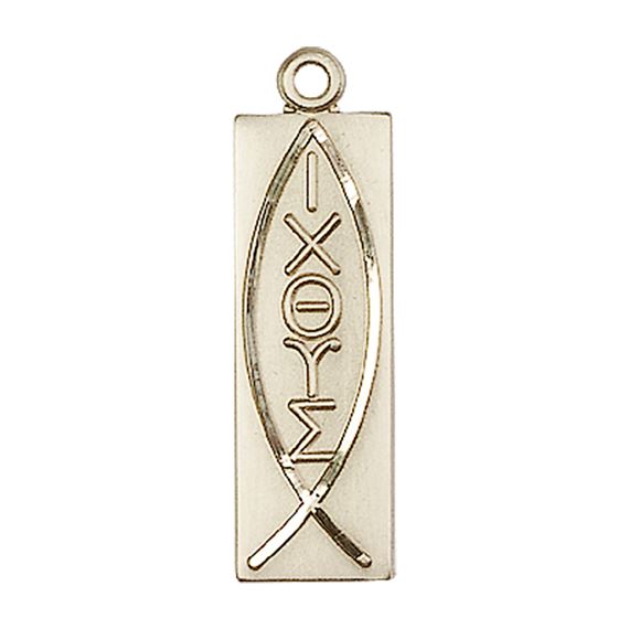 14KT GOLD FISH MEDAL - 1 1/8" x 1/4"