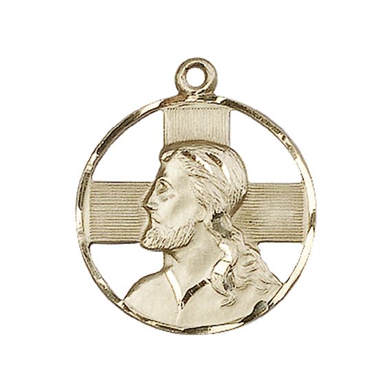 14KT GOLD HEAD OF CHRIST MEDAL - 7/8" x 3/4"