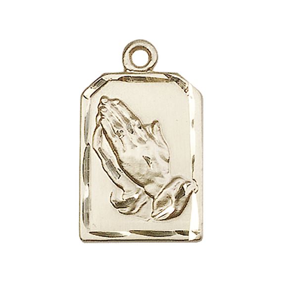 14KT GOLD PRAYING HANDS MEDAL - 7/8" x 1/2"