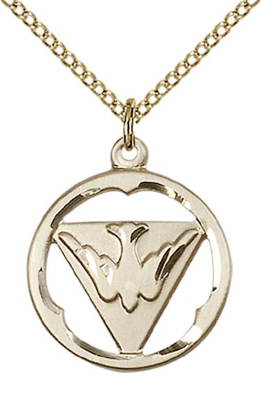14KT GOLD FILLED HOLY SPIRIT PENDANT WITH CHAIN - 3/4" x 5/8"
