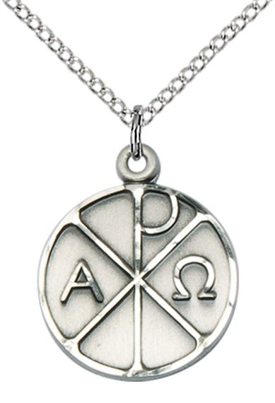 STERLING SILVER ALPHA & OMEGA PENDANT WITH CHAIN