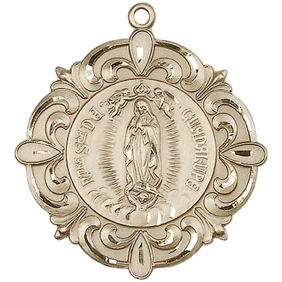 14KT GOLD OUR LADY OF GUADALUPE MEDAL - 1 1/4" x 1 1/8"