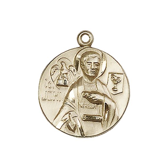 14KT GOLD ST JOHN THE EVANGELIST MEDAL - 3/4" x 5/8"