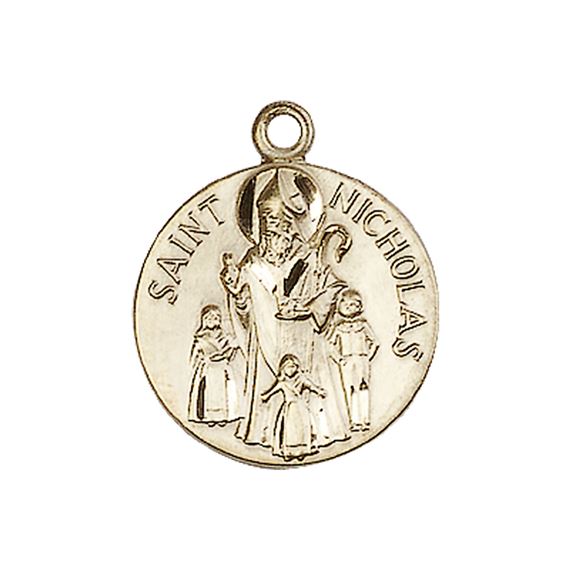 14KT GOLD ST NICHOLAS MEDAL - 3/4" x 5/8"