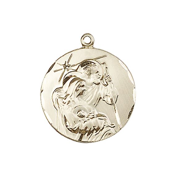 14KT GOLD HOLY FAMILY MEDAL - 3/4" x 5/8"