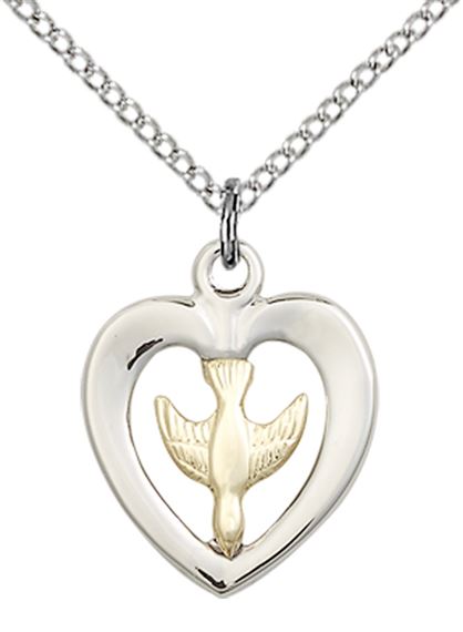 GF-SS HOLY SPIRIT PENDANT WITH CHAIN - 5/8" x 1/2"