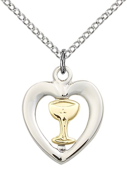 GF-SS HEART - CHALICE PENDANT WITH CHAIN - 5/8" x 1/2"