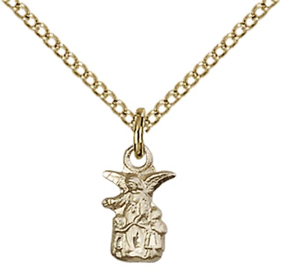 14KT GOLD FILLED LITTLEST ANGEL PENDANT WITH CHAIN - 3/8" x 1/4"