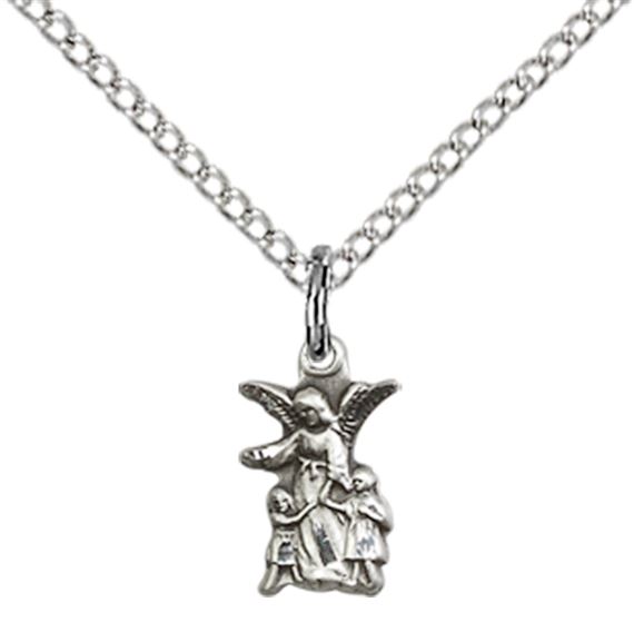 STERLING SILVER LITTLEST ANGEL PENDANT WITH CHAIN - 3/8" x 1/4"