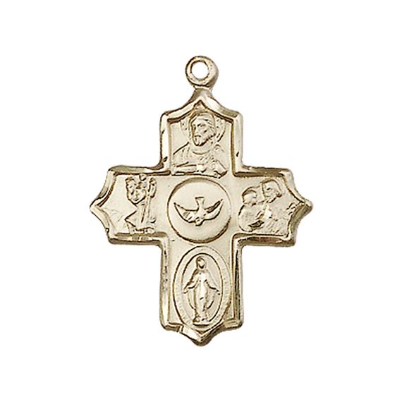 14KT GOLD 5-WAY MEDAL - 7/8" x 5/8"