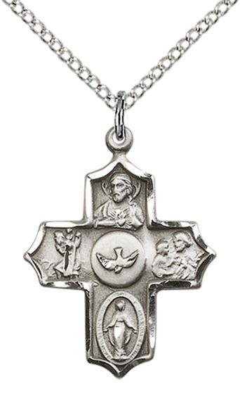 STERLING SILVER 5-WAY PENDANT WITH CHAIN - 7/8" x 5/8"