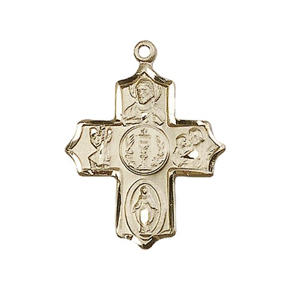 14KT GOLD 4-WAY MEDAL - 7/8" x 5/8"