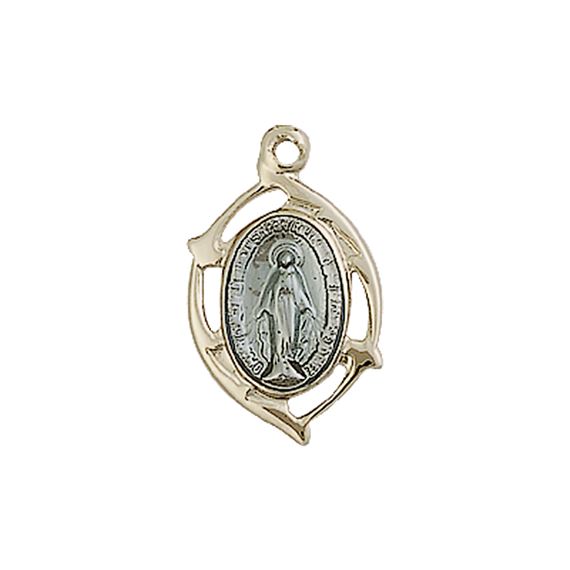 14KT GOLD MIRACULOUS LEAF MEDAL - 5/8" x 3/8"