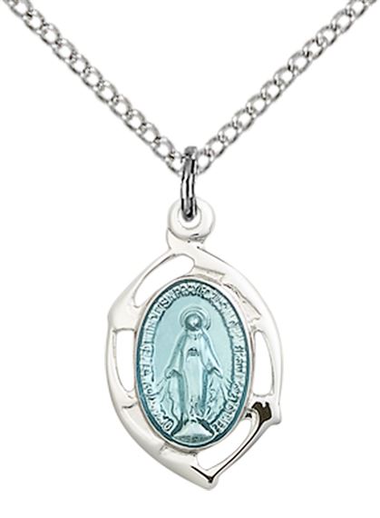 STERLING SILVER MIRACULOUS LEAF PENDANT WITH CHAIN - 5/8" x 3/8"