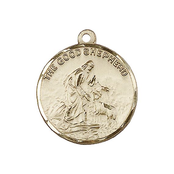 14KT GOLD GOOD SHEPHERD MEDAL - 7/8" x 3/4"