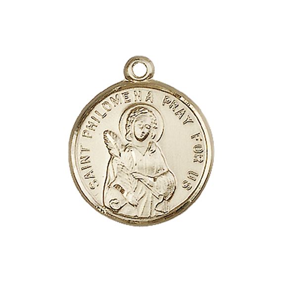 14KT GOLD ST PHILOMENA MEDAL - 3/4" x 5/8"