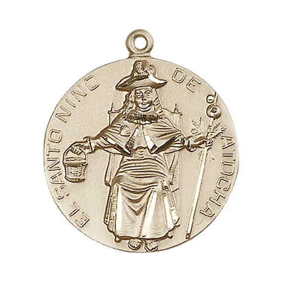 14KT GOLD ST NIÑO DE ATOCHA MEDAL - 1" x 7/8"