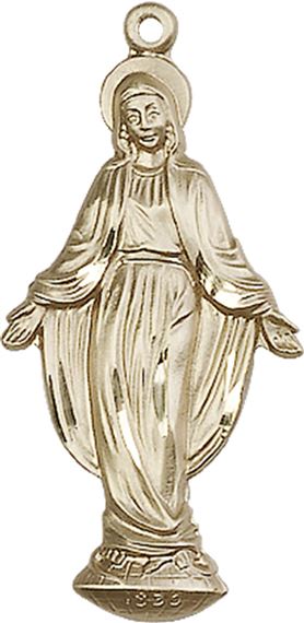 14KT GOLD MIRACULOUS MEDAL - 1 3/8" x 5/8"