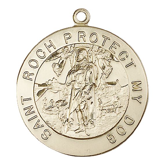 14KT GOLD ST ROCH MEDAL - 1 1/8" x 1"