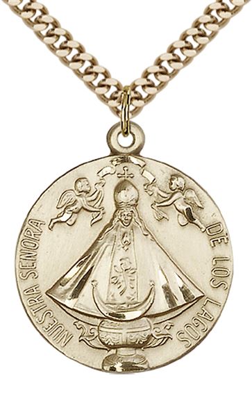 14KT GOLD FILLED SENORA DE LOS LAGOS PENDANT WITH CHAIN - 1" x 7/8"