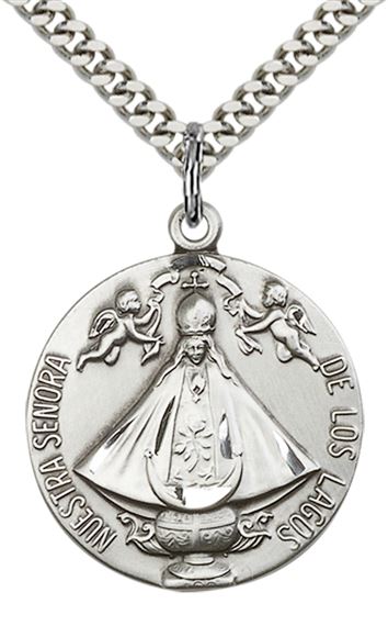 STERLING SILVER SENORA DE LOS LAGOS PENDANT WITH CHAIN - 1" x 7/8"