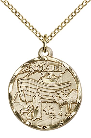 14KT GOLD FILLED NOAH PENDANT WITH CHAIN - 3/4" x 3/4"