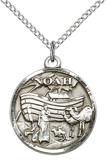 STERLING SILVER NOAH PENDANT WITH CHAIN - 3/4" x 3/4"