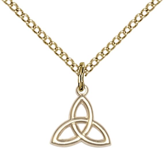14KT GOLD FILLED TRINITY IRISH KNOT PENDANT WITH CHAIN