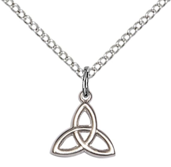 STERLING SILVER TRINITY IRISH KNOT PENDANT WITH CHAIN