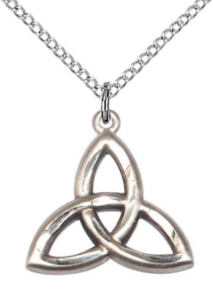 STERLING SILVER TRINITY IRISH KNOT PENDANT WITH CHAIN