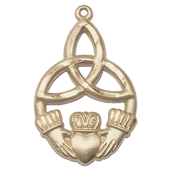 14KT GOLD IRISH KNOT CLADDAGH MEDAL