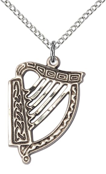 STERLING SILVER IRISH HARP PENDANT WITH CHAIN