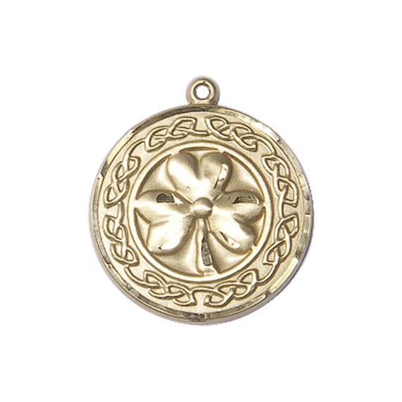 14KT GOLD SHAMROCK W-CELTIC BORDER MEDAL