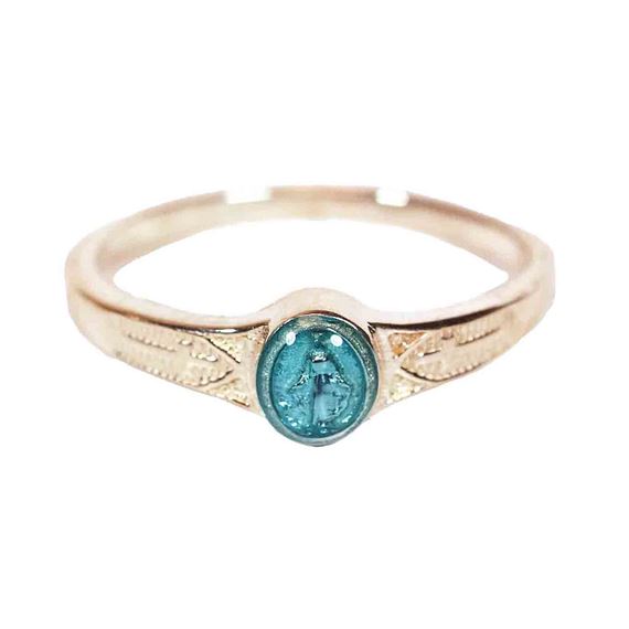 14kt Gold Miraculous Ring with Blue Epoxy