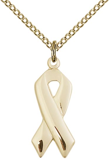 14KT GOLD FILLED CANCER AWARENESS PENDANT WITH CHAIN