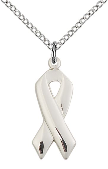 STERLING SILVER CANCER AWARENESS PENDANT WITH CHAIN