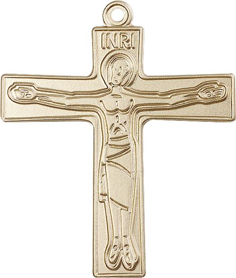14KT GOLD CURSILLIO CROSS MEDAL - 2" x 1 5/8"