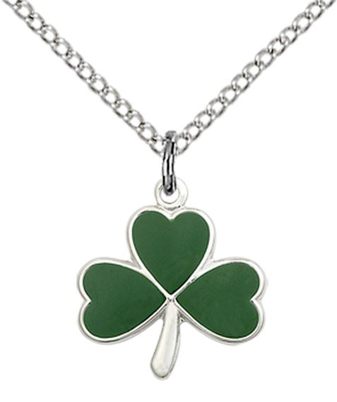 STERLING SILVER SHAMROCK PENDANT WITH CHAIN - 1/2" x 1/2"