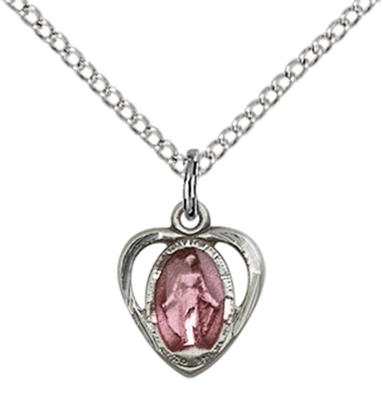 STERLING SILVER MIRACULOUS PENDANT WITH CHAIN - 3/8" x 3/8"