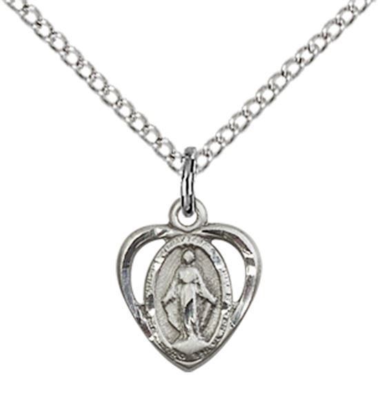 STERLING SILVER MIRACULOUS PENDANT WITH CHAIN - 3/8" x 3/8"