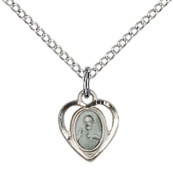 STERLING SILVER SCAPULAR PENDANT WITH CHAIN - 3/8" x 1/4"